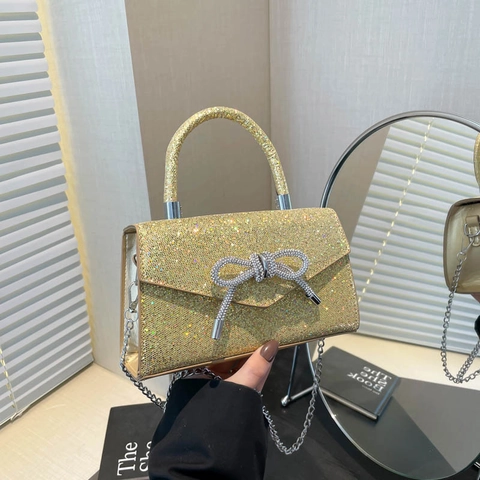 Damen Pailletten Schleife Abendtasche Strass Kette Schulter Crossbody Handtasche Glitzer Luxus Handtasche Für Party Hochzeit Damen Schmucktasche