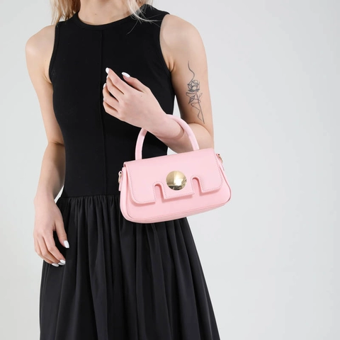 Fashion PU Leather Women Small Square Handbag With Circular Gold Metal Buckle Candy Color Crossbody Shoulder Bag For Daily Party Travel