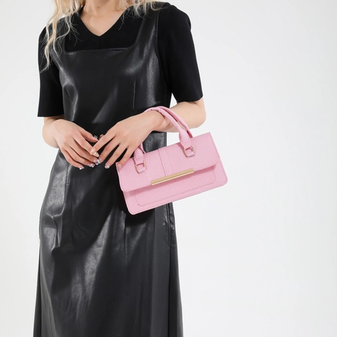 Minimalist PU Leather Shoulder Bag For Women Large Capacity Tote With Metal Strip Decoration Solid Color Summer Handbag