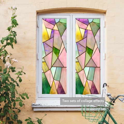 Película Para Ventana Vidriera Decorativa PVC Privacidad Pegatina Estática Para Hogar Oficina Baño Estilo Art Deco