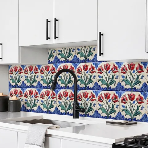 Vintage Moroccan Tile Stickers Waterproof PVC Self Adhesive Wall Decals For Kitchen Bathroom Home Decor Mandala Pattern
