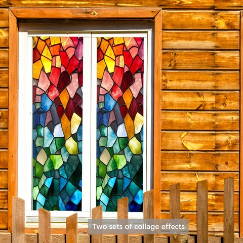 Película Para Ventana Vidriera Decorativa PVC Privacidad Pegatina Estática Para Hogar Oficina Baño Estilo Art Deco
