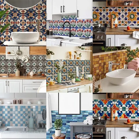 Vintage Moroccan Tile Stickers Waterproof PVC Self Adhesive Wall Decals For Kitchen Bathroom Home Decor Mandala Pattern