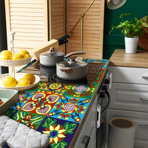 Adesivi Per Piastrelle Mediterranei Impermeabili PVC Autoadesivi Decalcomanie Da Muro Per Cucina Bagno Scale Arredo Oro