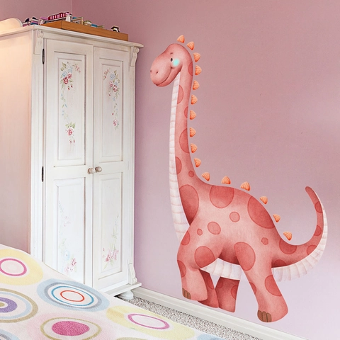 Adesivo Da Parete Dinosauro Rosa Cartone Animato PVC Decorazione Rimovibile Per Cameretta Bambini Asilo Acquerello