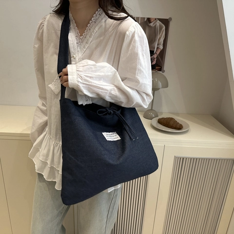Damen Ethno-Patchwork Denim Tragetasche Bohemian Geometrisches Muster Große Kapazität Schulter Umhängetasche Lässig Handtasche