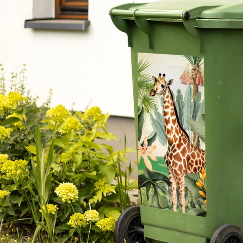 Adesivi Decorativi Per Pattumiera Animali Cartoni Animati Elefante Giraffa Giungla Tropicale PVC Impermeabile Vetrofanie Parete