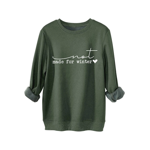 Damen Sweatshirt Rundhals Fleece Gefüttert Baumwollmischung Lockerer Schnitt Buchstabendruck Langarm Casual Pullover