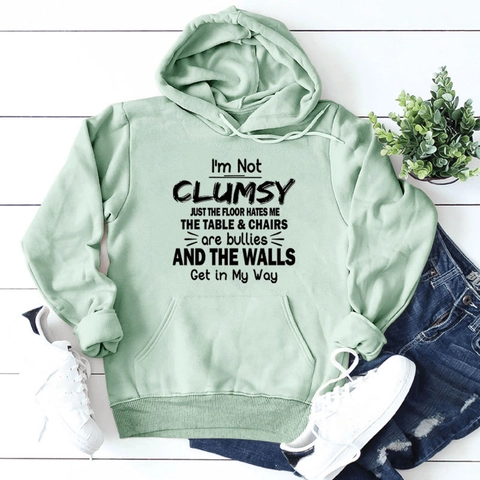 Women Humorous Slogan Hoodie Long Sleeve Cotton Blend Pullover Kangaroo Pocket Casual Streetwear