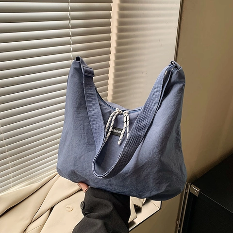 Borsa Hobo in Tela di Grande Capacità per Donna Stile Giapponese Minimalista Tracolla Regolabile Borsa a Tracolla