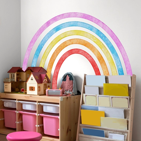 Large Rainbow Star Wall Stickers PVC Self Adhesive Bohemian Hand Painted Wall Decals For Kids Nursery Room Bedroom Home Decor