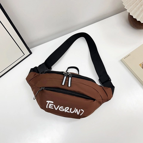 Women Nylon Crossbody Bag Letter Print Lightweight Chest Pack Adjustable Strap Casual Dumpling Shaped Outdoor Fanny Pack