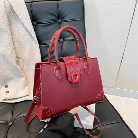 Women Crossbody Tote Bag PU Leather Crocodile Pattern Square Handbag Adjustable Strap For Daily Commute Fashion Accessory