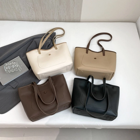 Minimalistisch Große Kapazität PU Leder Tote Tasche Für Damen Retro Casual Schulter Crossbody Tasche Pendler Handtasche