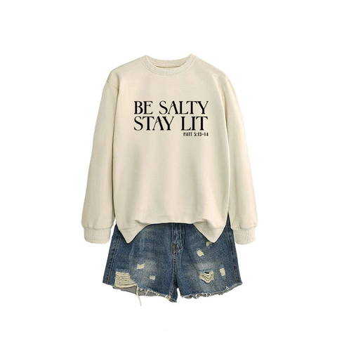 Sweatshirt Oversize pour Femmes Col Rond Manches Longues Mélange de Coton Imprimé Lettres Pullover Décontracté Streetwear Top