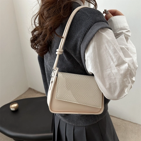 Borsa a Spalla da Donna in Pelle PU con Texture Intrecciata Urban Simple Crossbody Piccola Borsa a Mano Casual