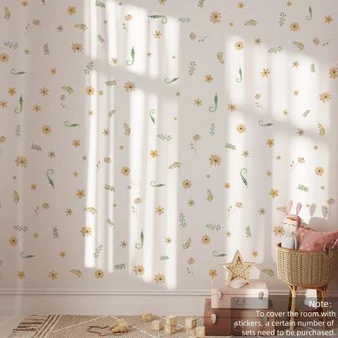 Stickers Muraux PVC Motif Fleur Feuille Fougère Amovible Auto-Adhésif Style Nordique Plantes Vertes Fraîches Décor Salon