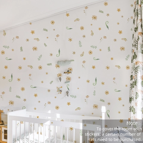 Stickers Muraux PVC Motif Fleur Feuille Fougère Amovible Auto-Adhésif Style Nordique Plantes Vertes Fraîches Décor Salon