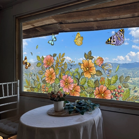 Schmetterling Blume Fensterbilder Statische PVC Wandaufkleber Glas Schlafzimmer Wohnzimmer Haus Deko Kunst Wandbild Abnehmbar