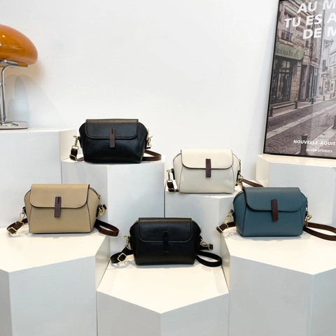 Bolso de Bandolera Cuadrado Pequeño de Cuero PU con Grano de Litchi de Moda para Mujer Retro Color Sólido Daily Messenger Bag