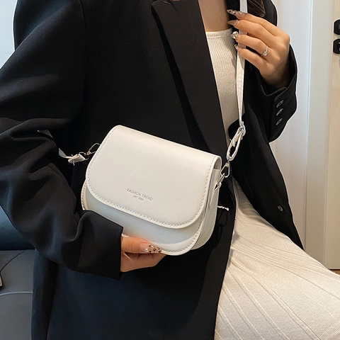 PU Leren Saddle Crossbody Tas Voor Dames Chique Eenvoudige Schoudertas Met Magnetische Sluiting Vintage Messenger Bag