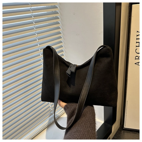 Bolso de Hombro de Gamuza de Moda para Mujer Minimalista Color Sólido Bolso Tote de Gran Capacidad para Mujer Viaje Diario Oficina