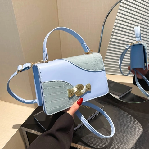 Borsa a Tracolla in Pelle PU Vintage da Donna Borsa a Tracolla Piccola Quadrata Con Lucchetto Dorato per il Pendolarismo Quotidiano
