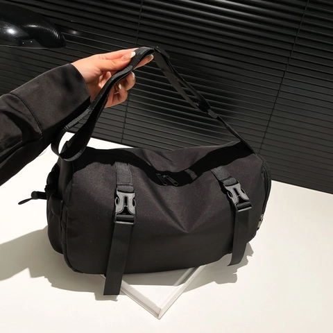 Borsa a Tracolla in Tela di Grande Capacità per Donna Borsa a Cilindro Retro Stile Workwear Borsa a Spalla per Pendolari