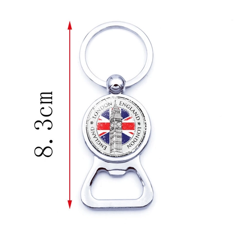 Llavero Abridor de Botellas de Metal de Londres Patrón de Union Jack Big Ben Tower Bridge Souvenir Turístico Llavero de Regalo