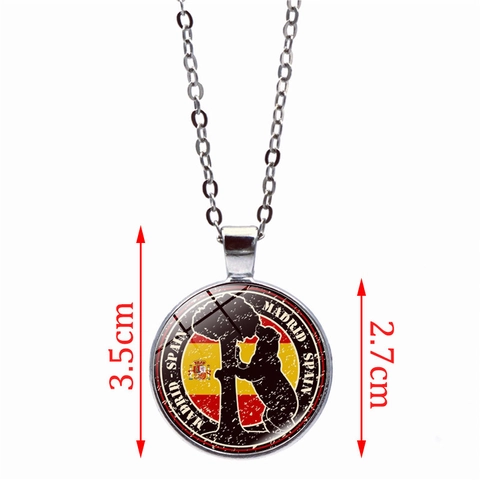 Vintage National Flag Landmark Building Pendant Necklace Silver Zinc Alloy Glass Cabochon World Travel Souvenir Jewelry For Unisex