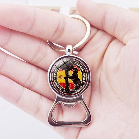 Zinklegierung Glas Länderflagge Flaschenöffner Schlüsselanhänger Italien Spanien USA UK Japan Wahrzeichen Reisesouvenir