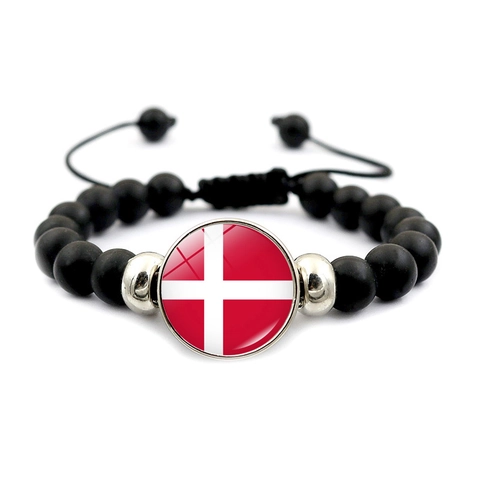 Pulsera de Cuentas Bandera Nacional Campeonato Europeo de Fútbol Regalo Fans Cuentas Mate Cabujón de Vidrio Joyería Hombre Mujer