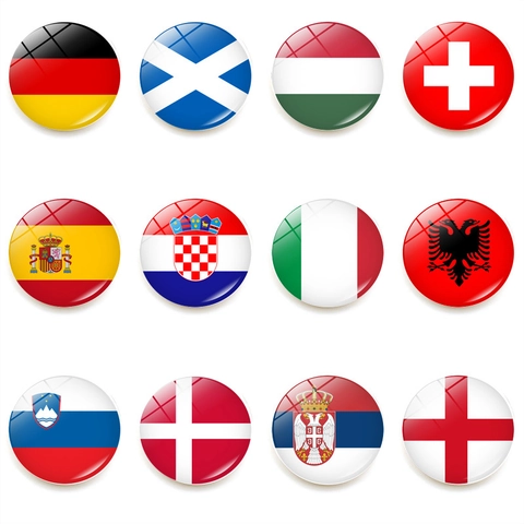 Aimant de Réfrigérateur Drapeau National Coupe d'Europe de Football Sticker Magnétique en Verre Cristal pour Décoration Maison Bureau Cadeau Foot