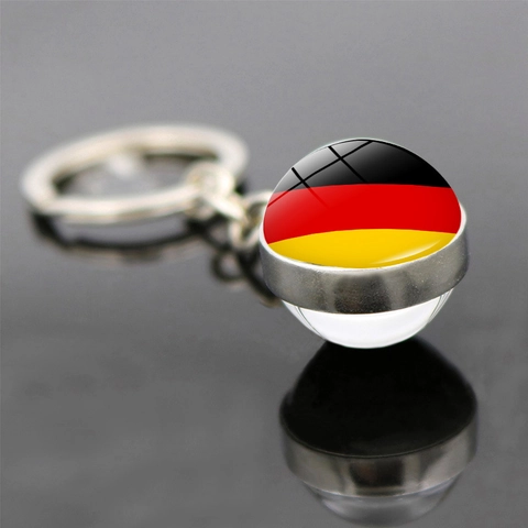 Double Sided Glass Ball Keychain Zinc Alloy National Flag Pendant Football Soccer Fans Tournament Souvenir Gift Ornament