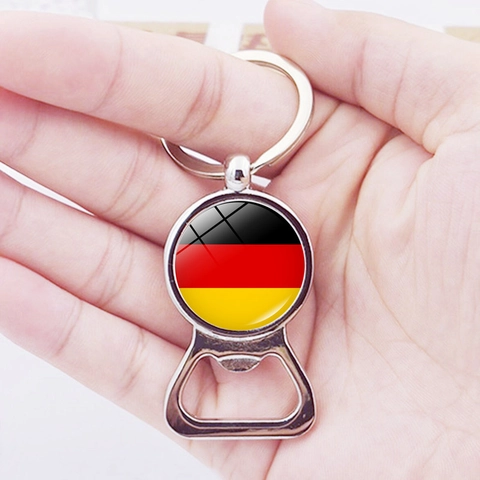 Metal National Flag Bottle Opener Keychain Zinc Alloy European Football Cup Keyring For Sports Fans Souvenir Gift