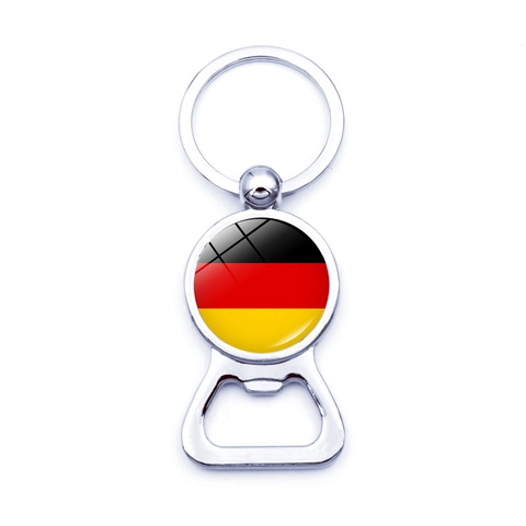 Metal National Flag Bottle Opener Keychain Zinc Alloy European Football Cup Keyring For Sports Fans Souvenir Gift