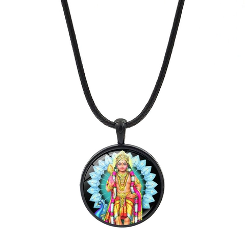 Collana Con Pendente Rotondo In Vetro Mitologia Religiosa Indiana Lega Di Zinco Gioielli Stile Etnico Vintage