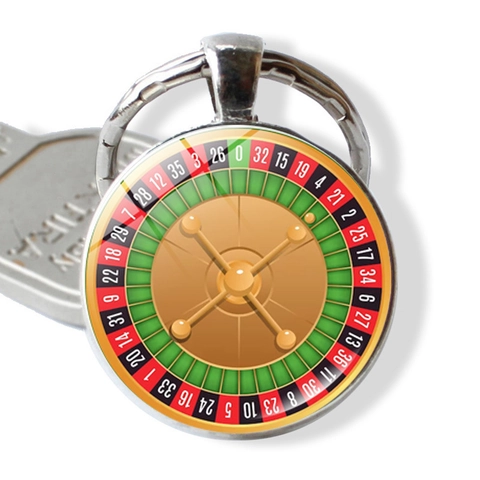 Vintage Casino Roulette Rad Schlüsselanhänger Zinklegierung Glas Cabochon Anhänger Schlüsselring Für Damen Herren Kreatives Glücksspiel Thema Geschenk