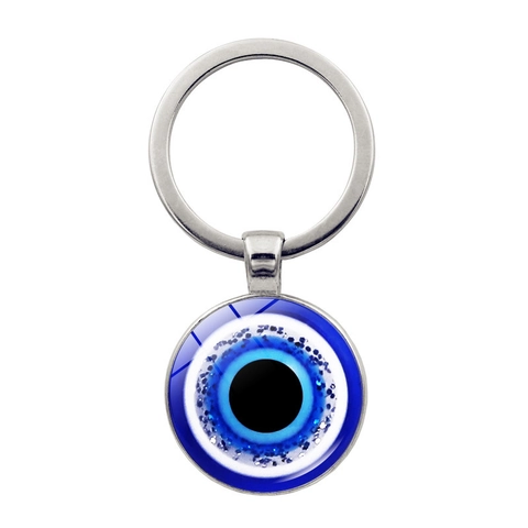 Turkish Blue Evil Eye Amulet Keychain Zinc Alloy Glass Cabochon Nazar Charm Pendant Lucky Protection Jewelry Gift For Men Women