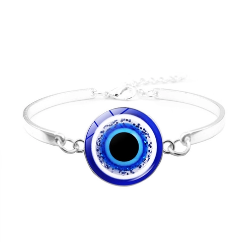 Evil Eye Bracelet Turkish Nazar Amulet Blue Glass Alloy Adjustable Bangle Jewelry Ethnic Boho Charm Women Men
