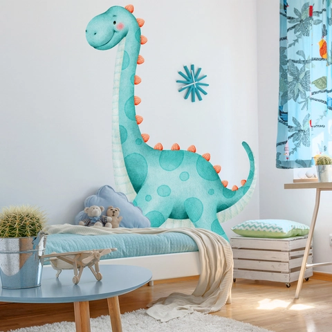 Cartoon Dinosaur Wall Stickers For Kids Room Decor PVC Self-Adhesive Watercolor Dinosaur Nursery Home Wall Decals Decor