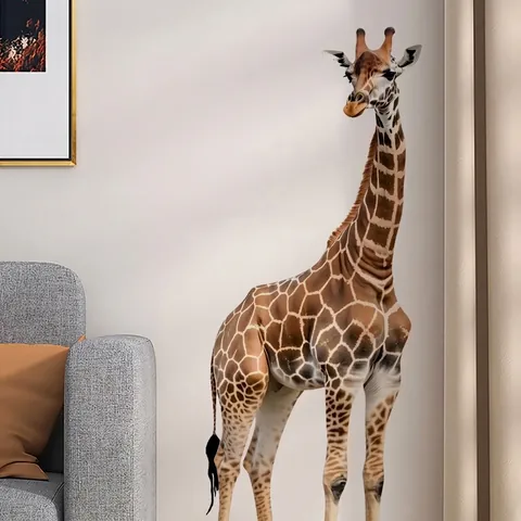Autocollant Mural Girafe Réaliste PVC Auto-Adhésif Décalcomanie Animale Pour Salon Chambre Pépinière Décoration Murale