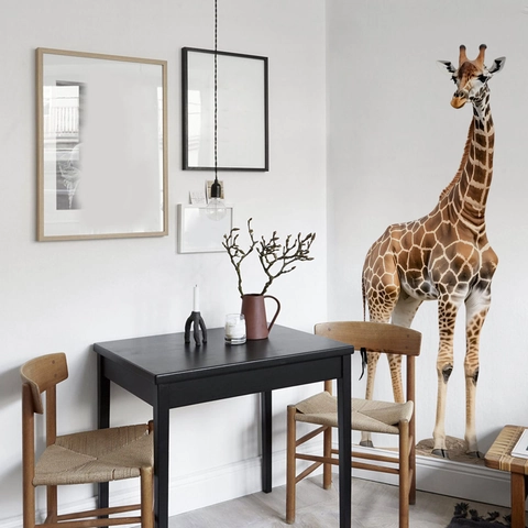 Autocollant Mural Girafe Réaliste PVC Auto-Adhésif Décalcomanie Animale Pour Salon Chambre Pépinière Décoration Murale