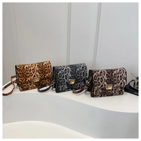 Vintage Leopardenmuster Kleine Quadratische Umhängetasche Damen PU Leder Mode Schultertasche Mit Goldener Metallschnalle Alltagstasche