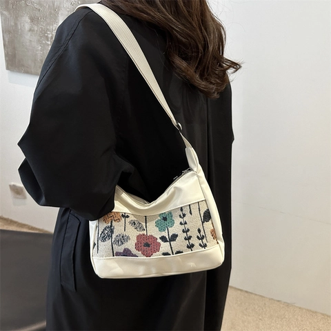 Vintage Jacquard Spleißen PU Leder Tote Bag Große Kapazität Damen Schultertasche Koreanische Mode Umhängetasche