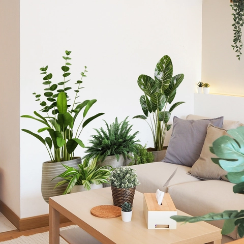 Green Potted Plant Wall Stickers PVC Waterproof Removable Nordic Leaf Decals For Living Room Bedroom Kitchen Decor