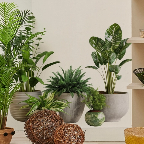 Green Potted Plant Wall Stickers PVC Waterproof Removable Nordic Leaf Decals For Living Room Bedroom Kitchen Decor
