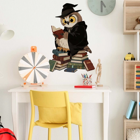 Pegatinas De Pared Animales Dibujos Animados Búho Mago Dinosaurio Lectura PVC Calcomanías Para Dormitorio Infantil