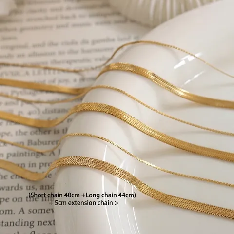 Collana A Doppio Strato In Acciaio Inossidabile Placcato Oro 18K Minimalista Catena A Serpente Gioielli Da Donna