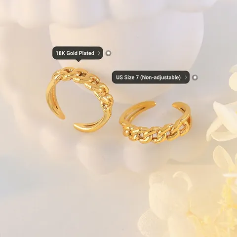 Minimalistische Cubaanse Schakelketting Ring 18K Verguld Titanium Staal Niche Stapelbare Punk Vinger Sieraden Voor Dames